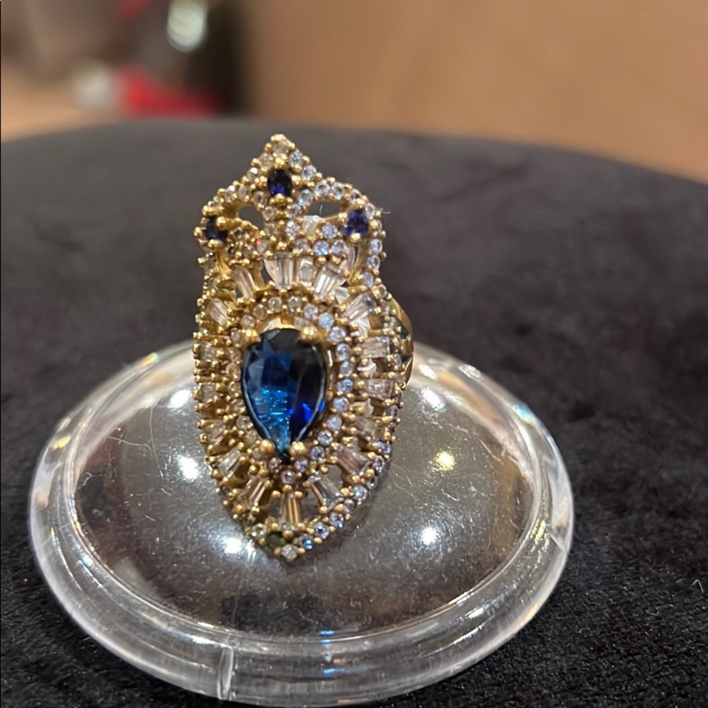 Pretty large ring.  Blue and gold